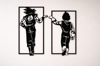 Art 3D murale Son Goku et Vegeta