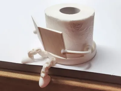 Porte-rouleau de papier toilette - Articulé & Amusant avec Livre